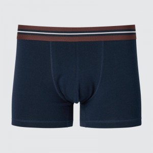 Navy Men Uniqlo Low-rise Cotton Striped Boxer Briefs | USA CRNMT-8291