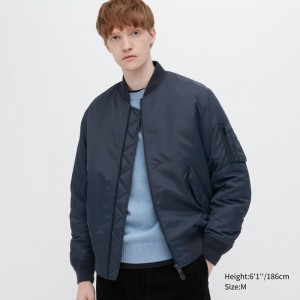 Navy Men Uniqlo Ma-1 Jackets | USA MILHC-3691