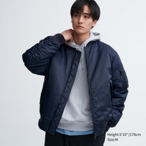 Navy Men Uniqlo Ma-1 Jackets | USA NBLTI-8403