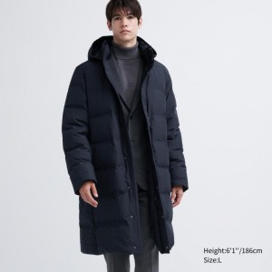 Navy Men Uniqlo Seamless Down Coats | USA UQNVM-8059