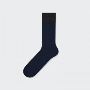 Navy Men Uniqlo Silket Ribbed Socks | USA YLECG-5380