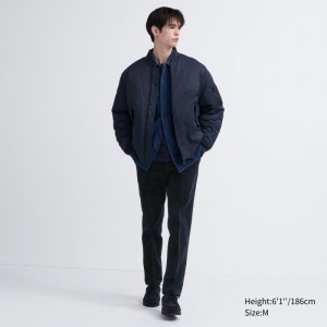 Navy Men Uniqlo Smart Ankle (2-way Stretch Corduroy, Tall) Pants | USA JWSZC-4698