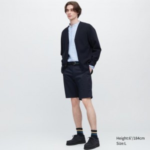 Navy Men Uniqlo Stretch Slim-fit (9") Shorts | USA RFXVS-5406