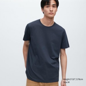 Navy Men Uniqlo Supima® Cotton Crew Neck Short-sleeve T Shirts | USA EJPGS-2649