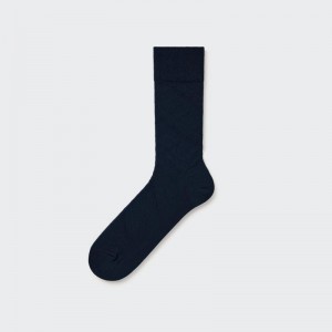 Navy Men Uniqlo Supima Cotton Links Checked Socks | USA YSQEN-7396