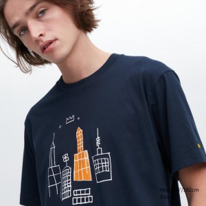 Navy Men Uniqlo Ut Archive Ut (Short Sleeve Graphic) (Jean-michel Basquiat) T Shirts | USA XMGZS-2341