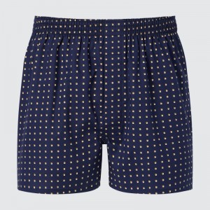 Navy Men Uniqlo Woven Small Pattern Trunks | USA UNAPJ-0567