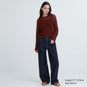 Navy Women Uniqlo Baggy Jeans | USA JSMCK-0147