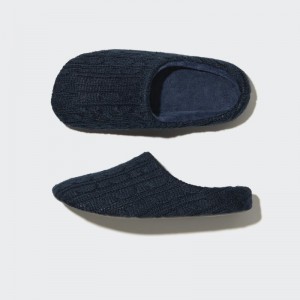 Navy Women Uniqlo Cable Knit (Rubber Sole) Slippers | USA JIOSF-7653