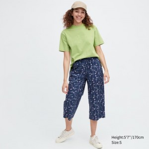 Navy Women Uniqlo Cotton Relaco 3/4 Shorts | USA TRWUI-8259