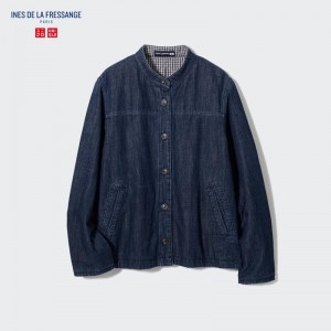 Navy Women Uniqlo Denim Padded Shirt (Ines De La Fressange) Jackets | USA MEJLV-1582