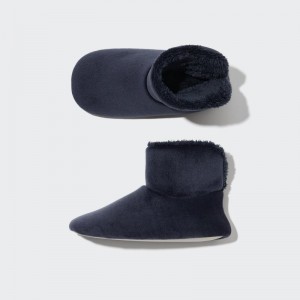 Navy Women Uniqlo Fleece Room (Velour) Slippers | USA DYPBF-7312