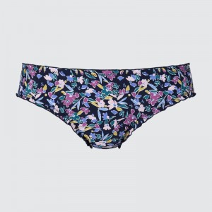 Navy Women Uniqlo Frilled Flower Print Mid-rise Underwear | USA LZVTW-5813