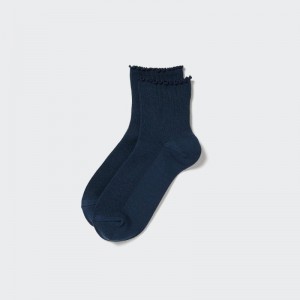 Navy Women Uniqlo Heattech Crew Mellow Socks | USA EAMCY-4650