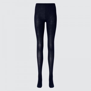 Navy Women Uniqlo Heattech Glitter Knitted Tight | USA RWOUA-1842