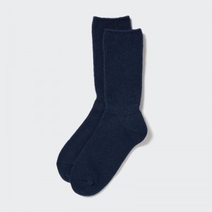 Navy Women Uniqlo Heattech Souffle Yarn Socks | USA GZHXB-9024