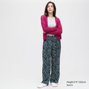 Navy Women Uniqlo Satin Drape Straight Pants | USA XHTQN-1309