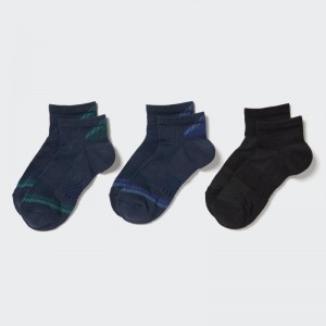 Navy Women Uniqlo Short 3 Pack (Sports/Piled) Socks | USA TJZBC-4361