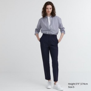 Navy Women Uniqlo Smart Ankle (2-way Stretch, Tall) Pants | USA BKTPL-3869