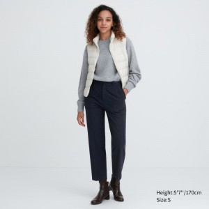 Navy Women Uniqlo Smart Brushed Ankle Pants | USA PSHGB-1802