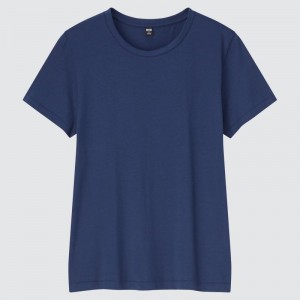 Navy Women Uniqlo Supima® Cotton Crew Neck Short-sleeve T Shirts | USA SGAQE-6780