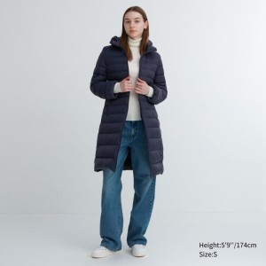 Navy Women Uniqlo Ultra Light Down Long Coats | USA MESHJ-9834