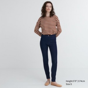 Navy Women Uniqlo Ultra Stretch Denim Leggings Pants | USA NUMPV-5431