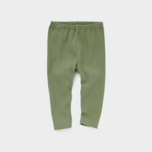 Olive Baby Uniqlo Ribbed Leggings | USA EFPLO-7125