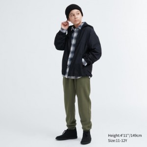 Olive Kids Uniqlo Pile Lined Sweat Pants | USA JDXGM-0537