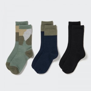 Olive Kids Uniqlo Regular 3 Pack Socks | USA AMHJS-1269