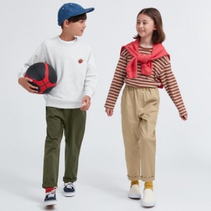 Olive Kids Uniqlo Ultra Stretch Wide Pants | USA ZQCHX-6528