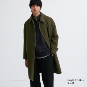 Olive Men Uniqlo Balmacaan Coats | USA SUXLW-1690