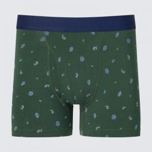 Olive Men Uniqlo Cotton Printed Boxer Briefs | USA JNQXL-5643