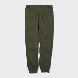 Olive Men Uniqlo Heattech Pile-lined Sweatpants | USA CZRJB-8704