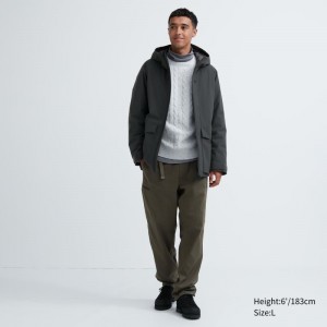 Olive Men Uniqlo Heattech Warm Lined Pants | USA KOIDV-4956