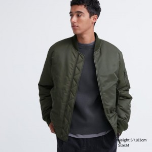 Olive Men Uniqlo Ma-1 Jackets | USA QRYTL-6910