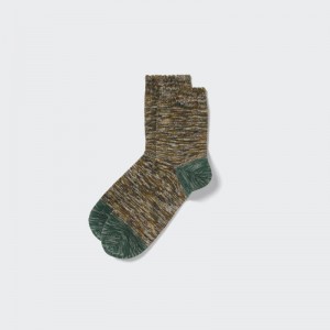 Olive Men Uniqlo Melange Half Socks | USA QALNU-9178