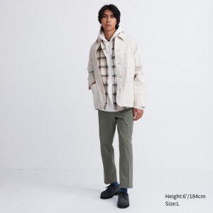 Olive Men Uniqlo Smart Ankle (2-way Stretch Cotton) Pants | USA NVTGK-5826