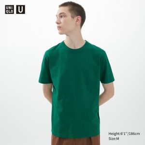 Olive Men Uniqlo U Crew Neck Short-sleeve T Shirts | USA SYULE-9834