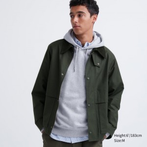 Olive Men Uniqlo Utility Short Jackets | USA HINVQ-9761