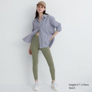 Olive Women Uniqlo Airism Uv Protection Pocketed Soft Leggings | USA WSVID-1253