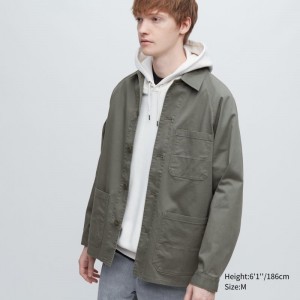 Olive Women Uniqlo Utility Jackets | USA ZFWCN-4716