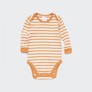 Orange Baby Uniqlo Striped Long-sleeve Bodysuit | USA LXINM-9156