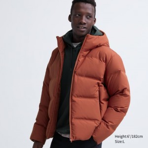 Orange Men Uniqlo 3d Cut Seamless Down Parka | USA ZTEKL-9387