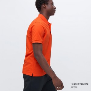 Orange Men Uniqlo Dry Pique Short-sleeve Polo Shirts | USA YGWVZ-4130