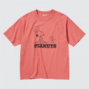 Orange Men Uniqlo Retro Peanuts Ut (Oversized Short-sleeve Graphic) T Shirts | USA KVPGQ-8049