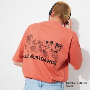 Orange Women Uniqlo Disney Good Vibes Ut (Oversized Short-sleeve Graphic) T Shirts | USA KRNDI-6983