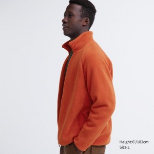 Orange Women Uniqlo Fleece Long-sleeve Full-zip Jackets | USA KXCLW-8451