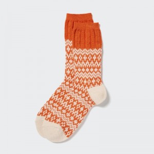 Orange Women Uniqlo Heattech Socks | USA GFYVP-8964