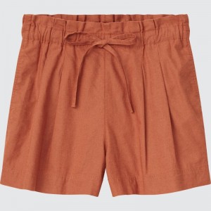 Orange Women Uniqlo Linen-cotton Shorts | USA DCIZL-9654